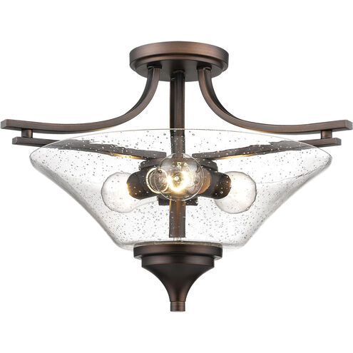 Natalie 3 Light 19 inch Rubbed Bronze Indoor Semi-Flush Ceiling Light